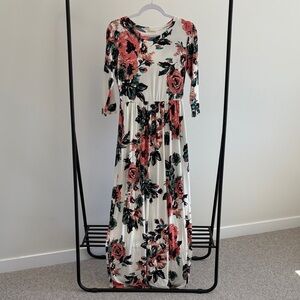 JessaKae Rose Print Long Sleeve Dress